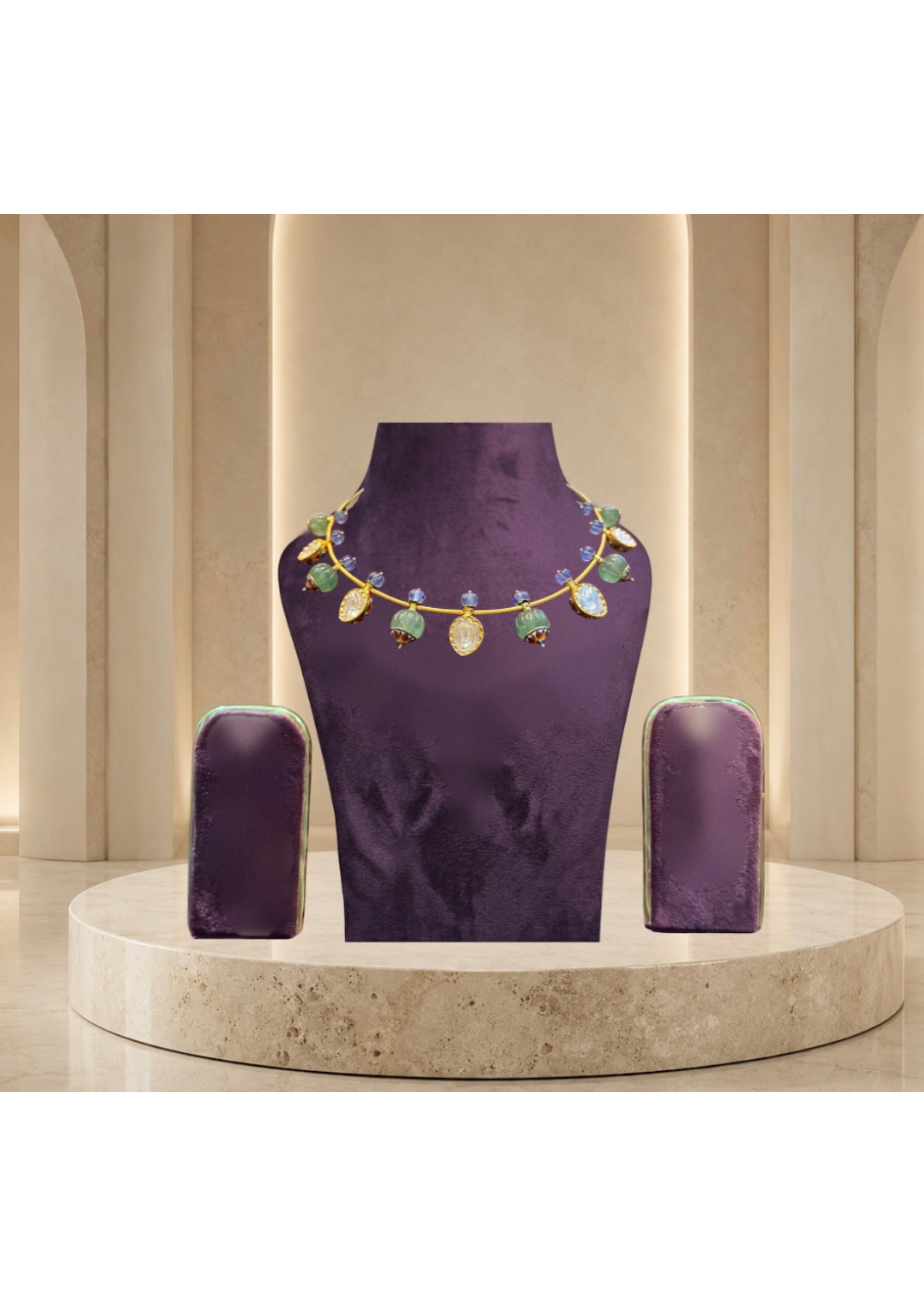 Hasli Polki & Emerald Collar — Choker Sets jewellery by Shree Kishan Jewellers & Sons