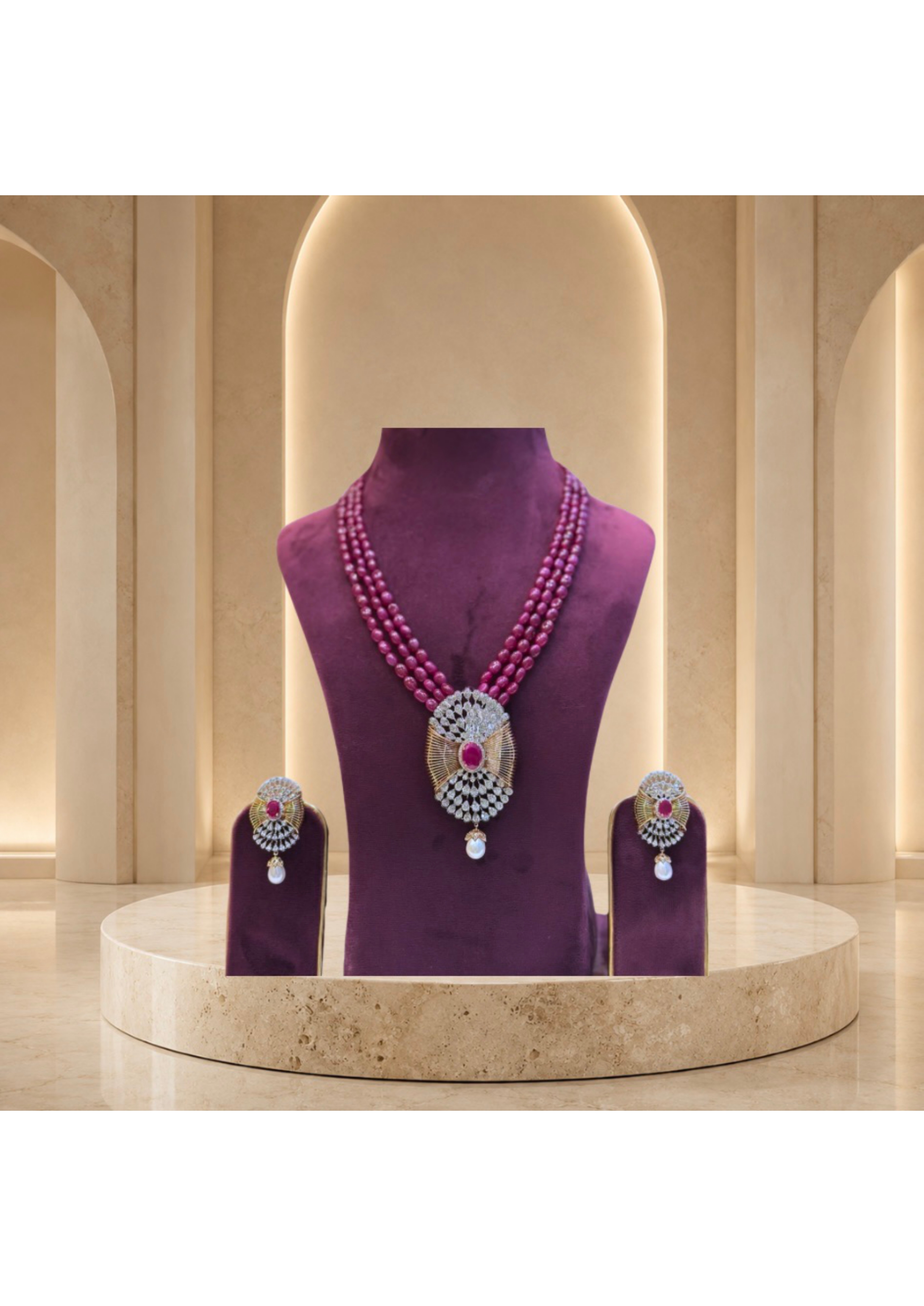 Manikya Ruby Diamond Mala — Diamond Sets jewellery by Shree Kishan Jewellers & Sons