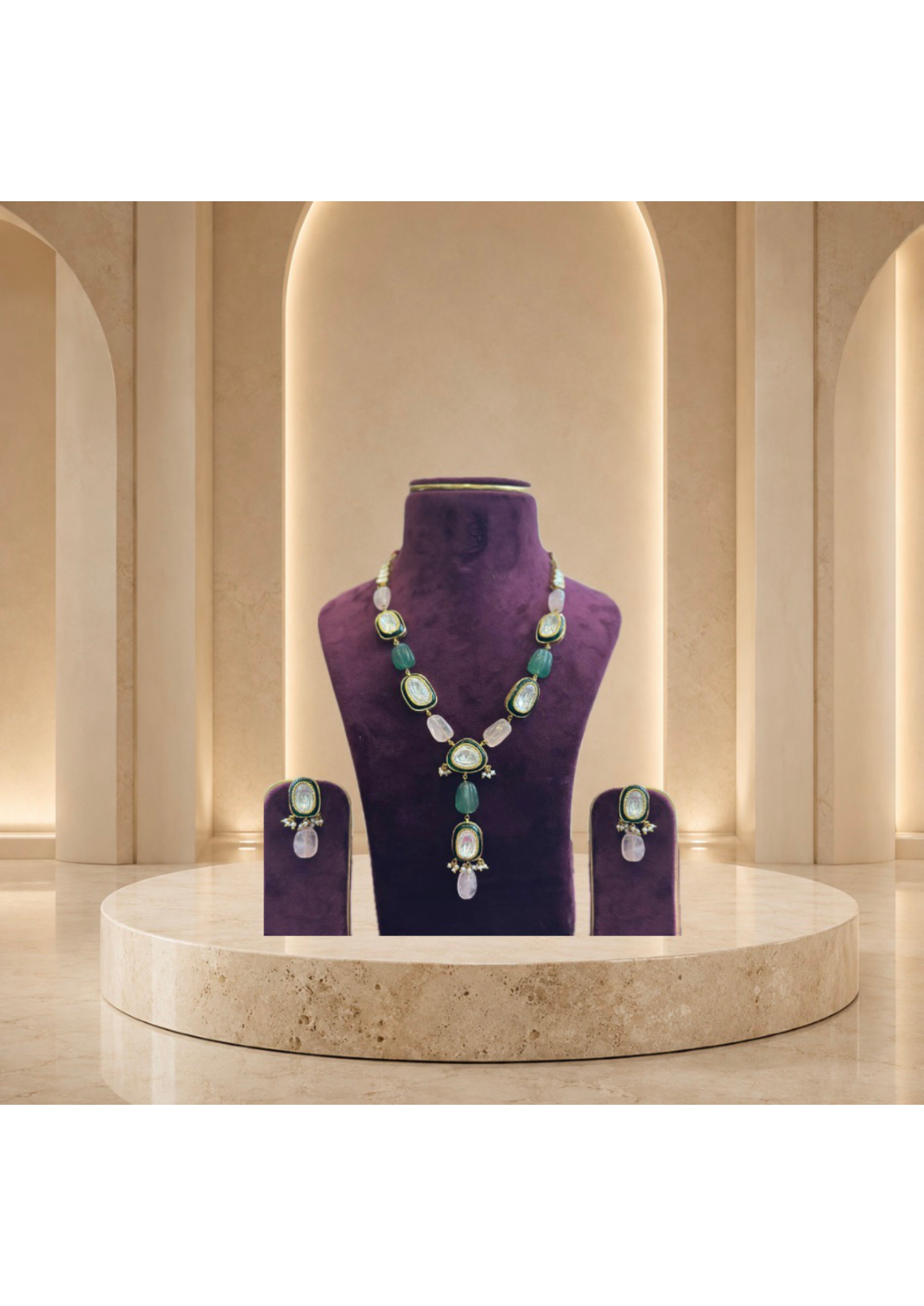 Narmada Polki & Tumble Gem Necklace — Necklace Sets jewellery by Shree Kishan Jewellers & Sons