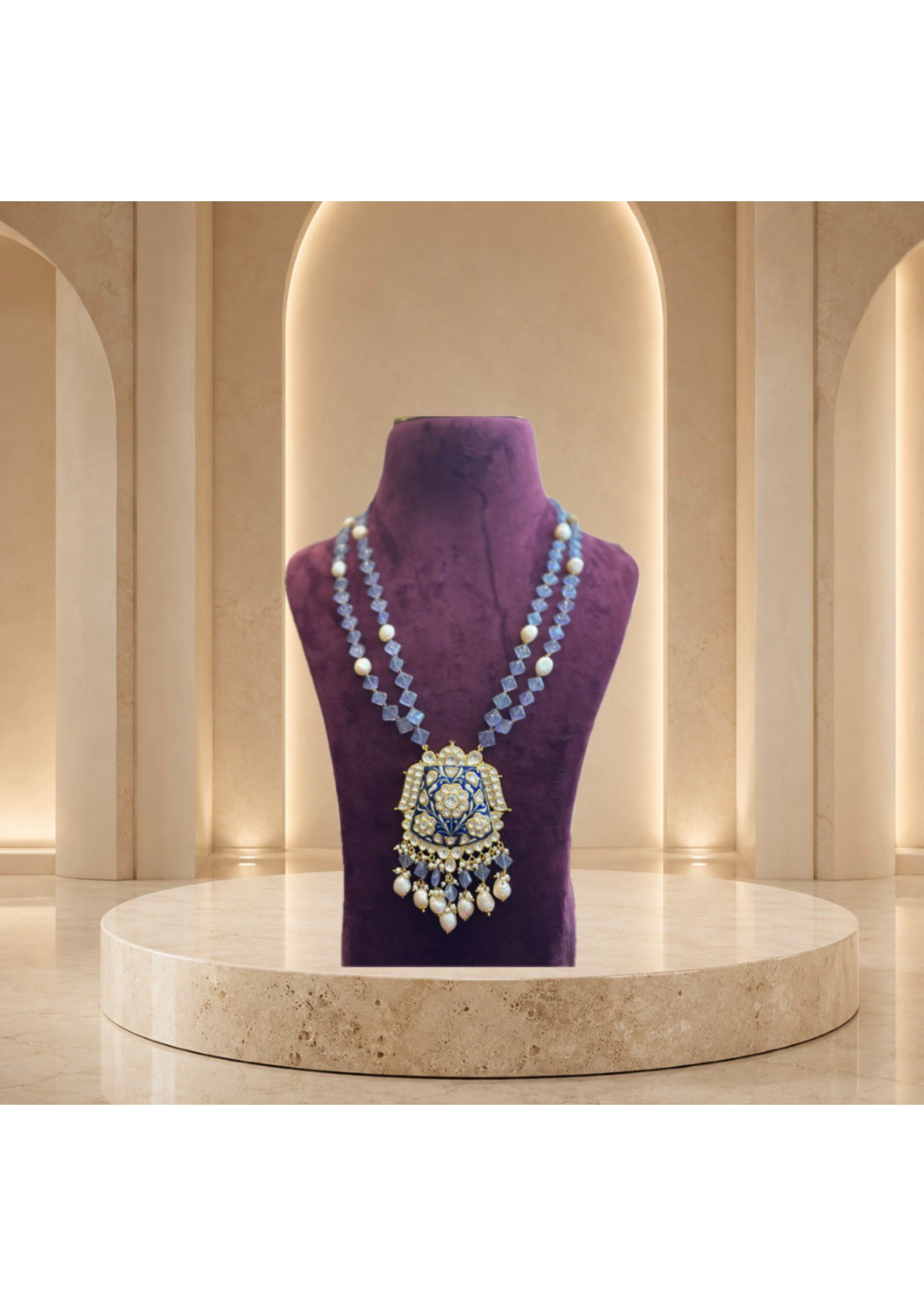 Mayura Blue Meenakari Rani Haar — Rani Haar jewellery by Shree Kishan Jewellers & Sons